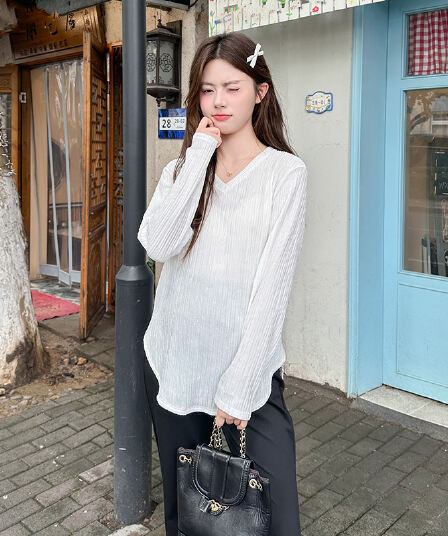 실사 출산 착용 가을 겨울 새로운 임산부 V넥 맨위