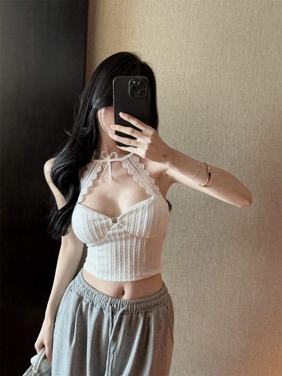 실사 정가 순수한 욕망 레이스 행침 목 패치워크 디자인 벨트 가슴 패드 아름다움 뒤쪽에 의류 여성 봄 여름 인사이드 가져 가라. 작은 조끼