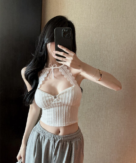 실사 정가 순수한 욕망 레이스 행침 목 패치워크 디자인 벨트 가슴 패드 아름다움 뒤쪽에 의류 여성 봄 여름 인사이드 가져 가라. 작은 조끼