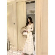 批发Catyears猫年 粉荔漫舞~复古法式蕾丝蓬松蛋糕裙摆连衣裙加绒