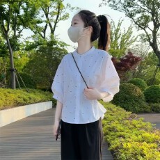 批发有货欧货时尚洋气套装<b class='q'>衬衫</b>女薄款显瘦阔腿九分休闲裤宽松<b class='q'>波点</b>