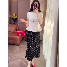 批发2026夏季新款<b class='q'>莫代尔</b>舒适柔软纯色宽松圆领<b class='q'>T</b><b class='q'>恤</b>+A字显瘦高腰波点裙