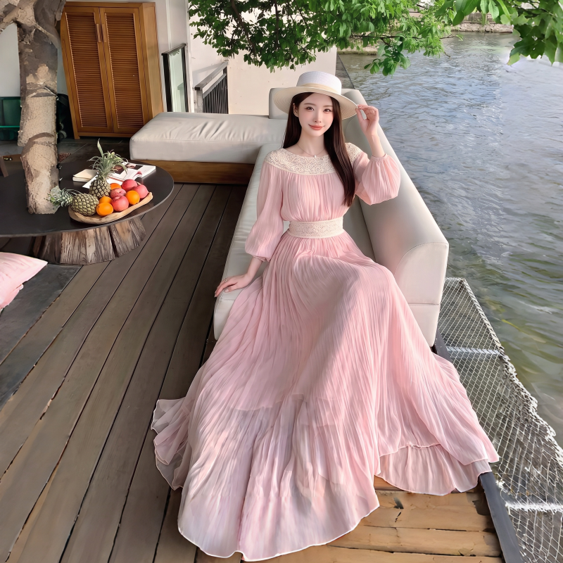BY36035# 软玉温香肌理天丝过渡夏天镂空骨线蕾丝套装  服裝批發女裝批發服飾貨源