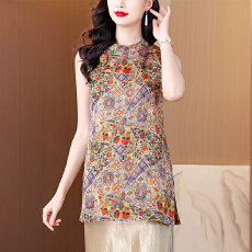 批发实拍新中式提花上衣女2026夏季新款改良<b class='q'>旗袍</b>马甲中<b class='q'>长款</b>上衣