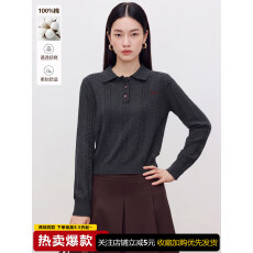 批发<b class='q'>纯棉</b>时髦百搭复古风翻领刺绣针织<b class='q'>打底衫</b>2026秋冬新款毛衣上衣