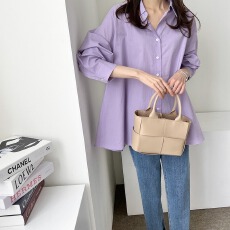 批发日系气质衬衫推荐 2026新款纯<b class='q'>色</b>宽松显瘦长袖衬衣女上衣<b class='q'>糖果</b><b class='q'>色</b>