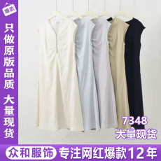 批发[清凉夏日]2025初夏新款休闲百搭天丝亚麻连衣裙