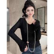 批发韩版时尚设计感温柔风甜美钩花<b class='q'>镂空</b>蕾丝打底<b class='q'>衫</b>女新款洋气小<b class='q'>衫</b>上衣