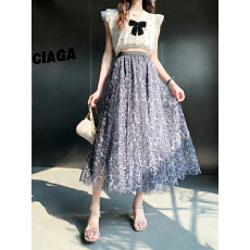 批发<b class='q'>实拍</b>豹纹印花网纱半身裙女春夏2026新款高腰显瘦穿搭中长款a字裙