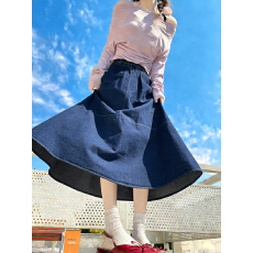 批发实拍韩国东大门高腰a字宽松大码伞裙中长款工装牛仔半身裙2026春