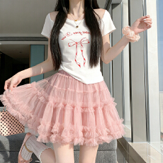 批发实拍2026春夏新款高腰纱裙蓬蓬公主短裙芭蕾蛋糕裙女<b class='q'>半身裙</b>防走光