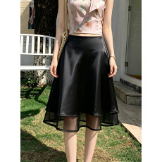 批发实拍通勤风双层<b class='q'>缎面</b>半身裙子女2026春夏新款高腰垂感醋酸A字中裙