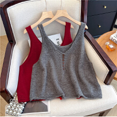 批发针织衫打底背心女2025秋冬胖MM设计感卷边<b class='q'>宽松</b>显瘦叠穿小吊带上衣