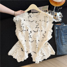 批发不规则<b class='q'>无袖</b>外穿马甲背心2026夏季新款大码胖mm钩花镂空叠穿上衣女