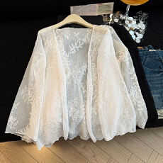 批发<b class='q'>大码</b>女装夏季薄款防晒衣2026胖MM压褶提花开衫外套宽松型百搭上衣