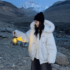 批发<b class='q'>明星</b><b class='q'>同款</b>大毛领派克羽绒棉服女2025新款冬季保暖加厚工装棉袄外套