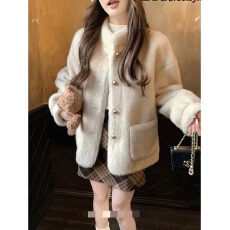 批发立领小香风仿水貂毛绒冬季环保皮草女2025新款高级感上衣<b class='q'>兔毛</b>外套