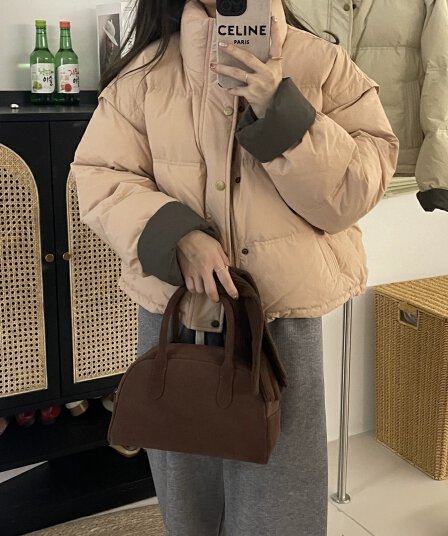 아래 면화 의류 여성 짧은 패치워크 색상 2026 겨울 새로운 루즈핏 두꺼운 작은 키 패딩 재킷 면 옷 재킷