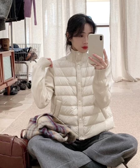 스탠드 칼라 패치워크 면 의류 여성 짧은 작은 키 겨울 새로운 폭발 패션 다용도 얇고 가벼운 갈비 살 만나는 재킷