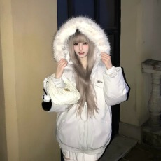 批发明星同款大毛领派克羽绒棉服女2026新款冬季保暖加厚工装棉袄外套