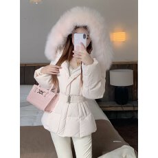 批发2026韩版温柔大毛领棉服女抽绳收腰<b class='q'>修身</b>时尚百搭保暖小个子外套