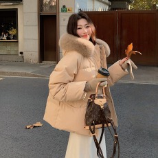香榭颂羽绒服棉服女冬时尚韩版羽绒棉服宽松连帽短款保暖加厚外套