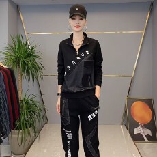 批发2026春季新款时尚女装字母印花黑色显瘦牛仔<b class='q'>套装</b>