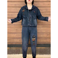批发牛仔套装女春秋2026新款欧货减龄<b class='q'>休闲</b>时尚高端洋气小个子两件套潮