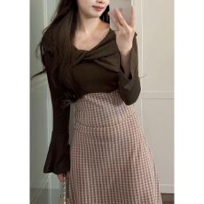 批发法式复古假两件针织连衣裙子女秋冬2026年新款一整套装巨好看穿搭