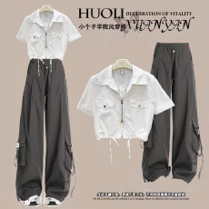 批发短款工装上衣女<b class='q'>新款</b>显瘦设计感双拉链Polo衬衫潮