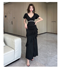 批发实拍性感不规则连衣裙晚礼服美容会所足浴技师柔式<b class='q'>工作服</b>