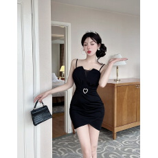 批发实拍低胸短款收腰包臀打底<b class='q'>连衣裙</b>吊带