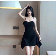 批发实拍气质小黑裙韩版带胸垫辣妹性感心机露背收腰小<b class='q'>礼服</b>