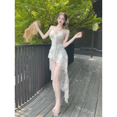 批发实拍性感蕾丝不规则长款吊带打底<b class='q'>连衣裙</b>