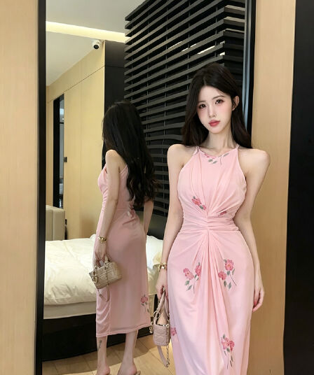 실사 섹시함 망사 프린트 롱 코트 드레스 복장