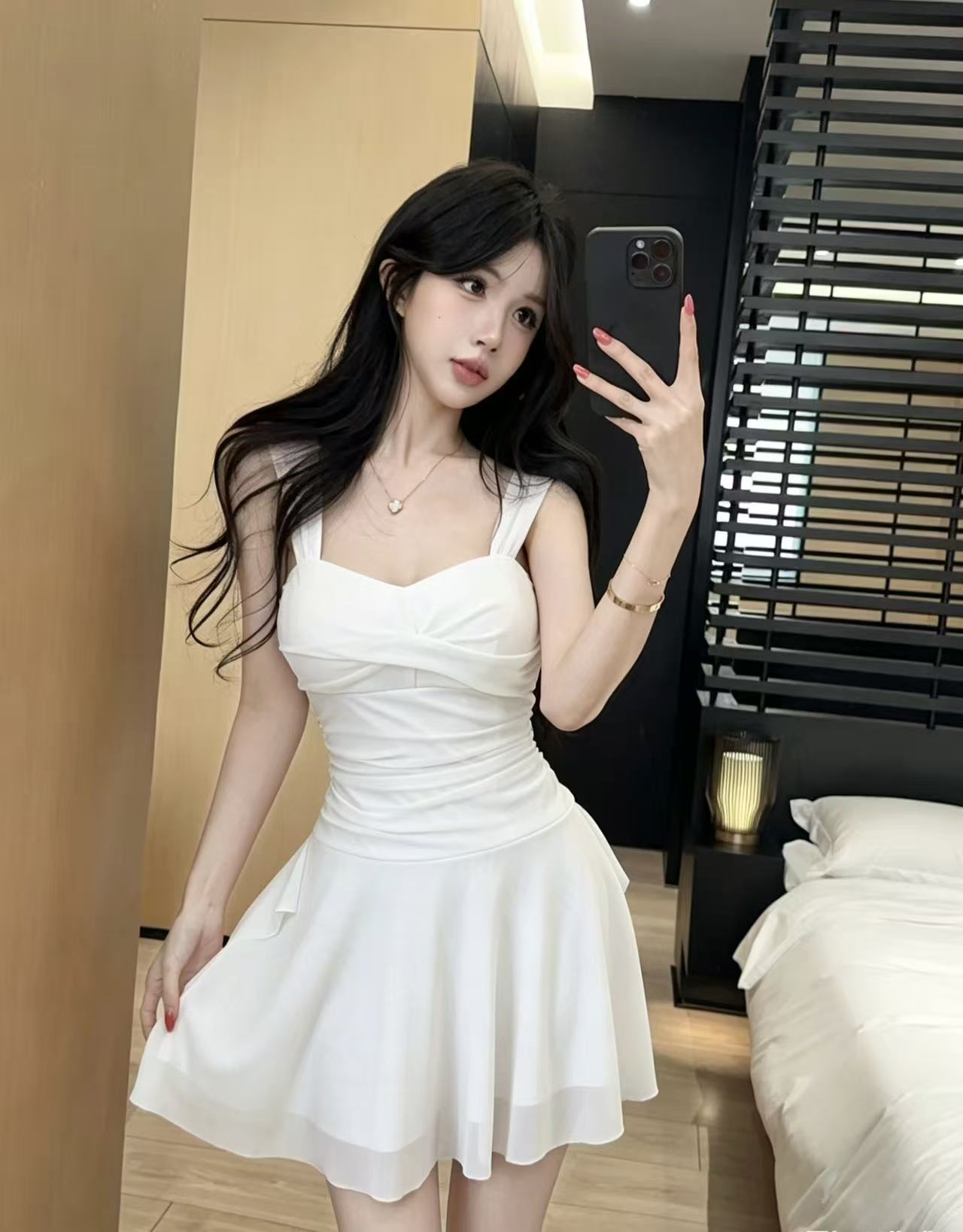 실사 섹시함 망사 큰 진자 조끼 스커트