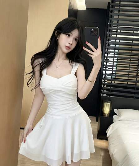 실사 섹시함 망사 큰 진자 조끼 스커트