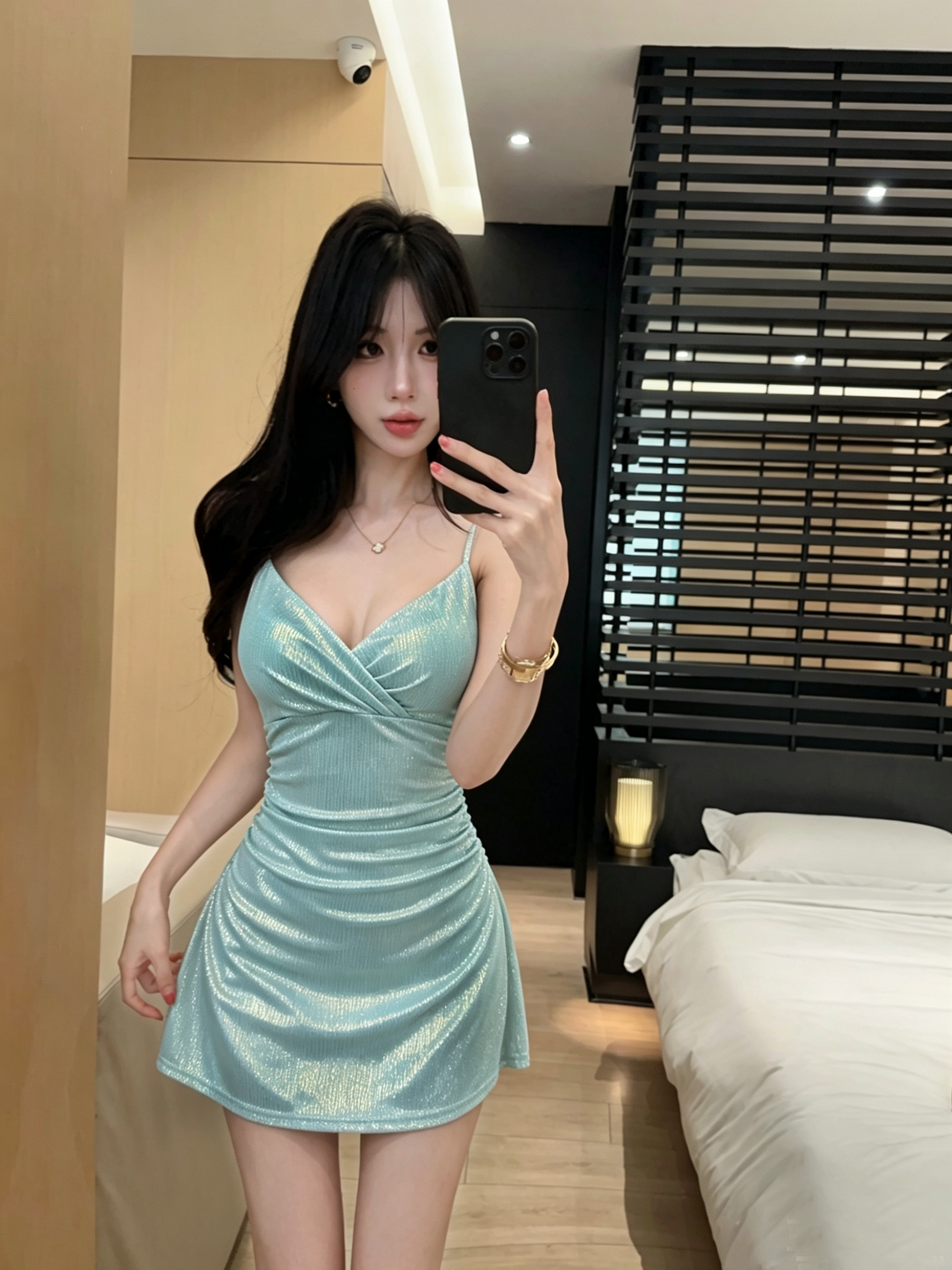 실사 섹시함 플래시 원단 신축성 슬립 드레스