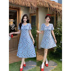 批发<b class='q'>实拍</b>2026夏装新款胖mm<b class='q'>大码</b>女优雅v领荷叶边碎花长短款连衣裙