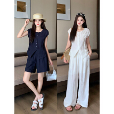 批发实拍2026夏装新款胖mm大码<b class='q'>女</b>休闲天丝短袖显瘦长短阔腿裤<b class='q'>套</b>装