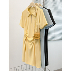 批发实拍2026夏装<b class='q'>新款</b>胖mm大码女气质polo领收腰显瘦长短款连衣裙