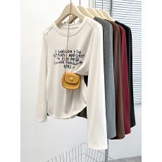 批发实拍2026春季新款胖mm大码女加厚保暖字母印花内搭打底上衣