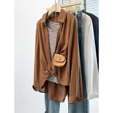 批发实拍2026<b class='q'>春</b>装新款胖mm大码女休闲条纹背心防晒衬衫上衣套装