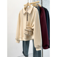 批发实拍2026春装新款胖mm大码女减龄学院风娃娃领拉链长袖卫衣