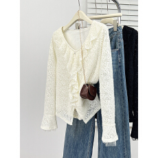 批发实拍2025冬装新款胖mm大码女时尚设计感荷叶边加绒加厚小衫上衣