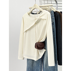 批发实拍2025<b class='q'>冬</b>装新款胖mm大码女纯欲镂空蝴蝶结显瘦内搭打底长袖上衣