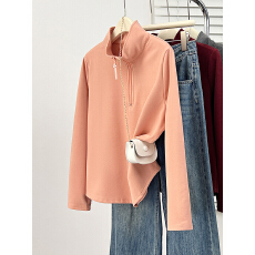 批发实拍2025<b class='q'>冬</b>装新款胖mm大码女加绒加厚半拉链polo领打底长袖T恤