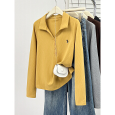 实拍2025冬装新款胖mm大码女休闲polo领加厚保暖长袖针织上上衣