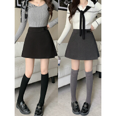 批发实拍2026春装新款胖mm<b class='q'>大码</b>女高腰显瘦遮肉a字半身裙毛呢短裙