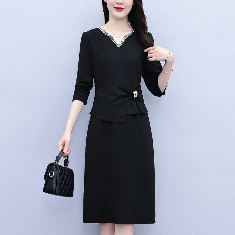 MY13855# 女裝貨源轻奢时尚优雅高贵洋气连衣裙新款高级感气质收腰显瘦...